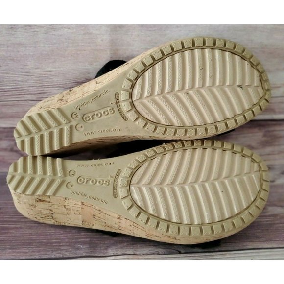 Crocs Womens A-leigh Shimmer Leather Black Sandals - Picture 6 of 6